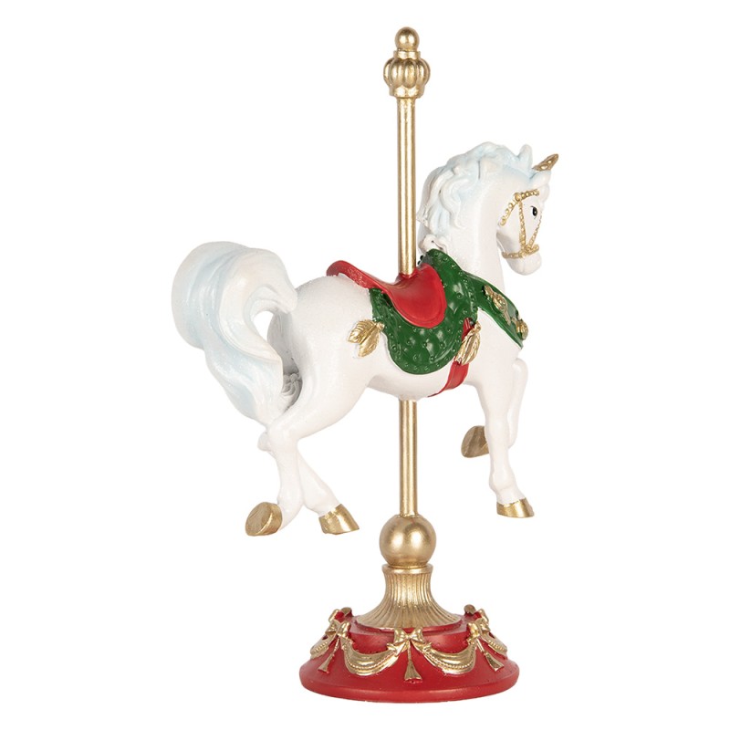 Clayre & Eef Weihnachtsdekorationsfigur Schaukelpferd 16x8x22 cm Weiß Kunststoff