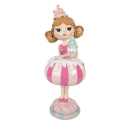 Clayre & Eef Dekorationsfigur Mädchen 10x10x25 cm Rosa Kunststoff