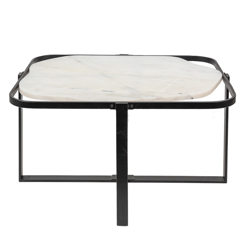 Clayre & Eef Tavolino da caffè 86x68x45 cm Nero Bianco Ferro