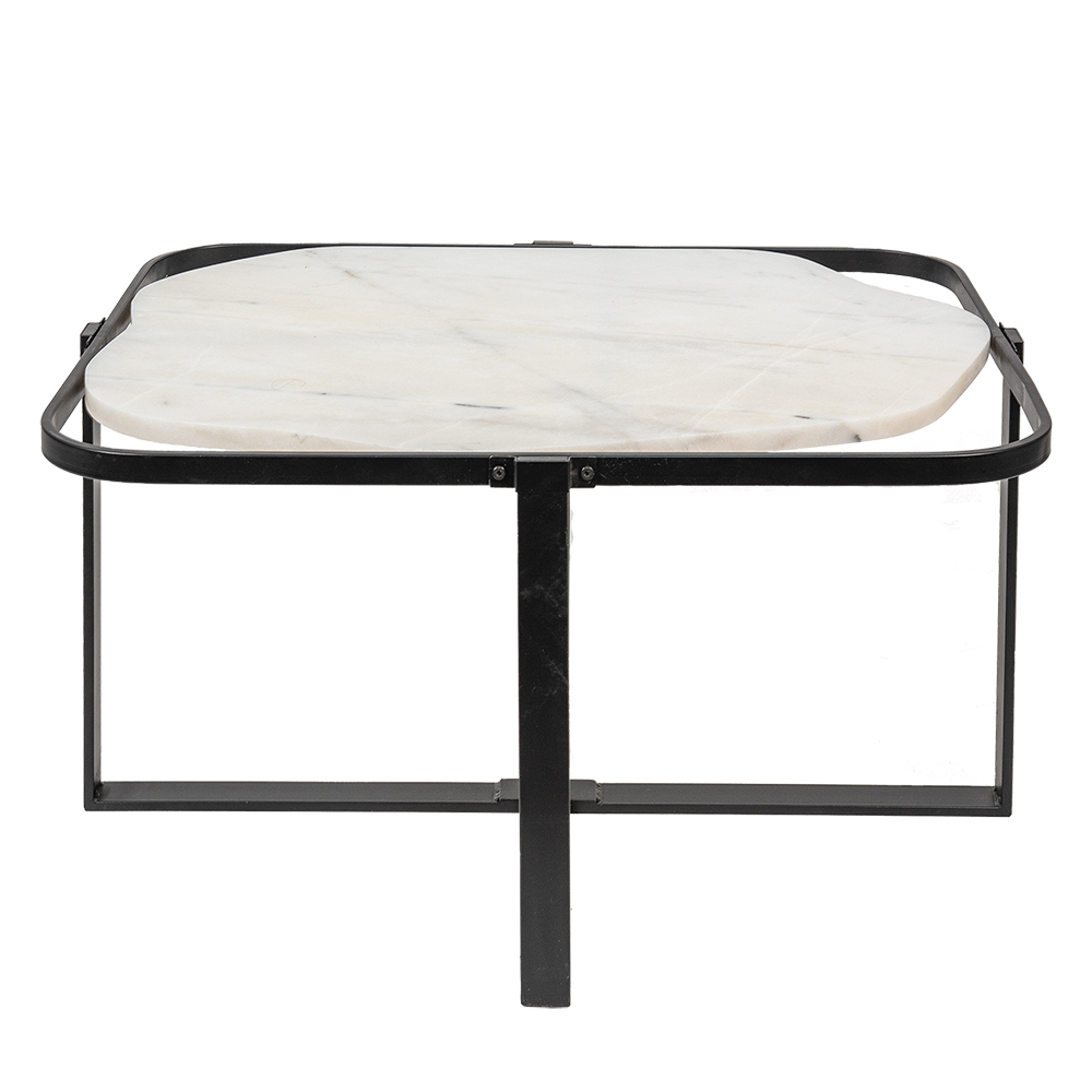 Clayre&Eef Salontafel 86x68x45 cm Zwart Wit IJzer afbeelding