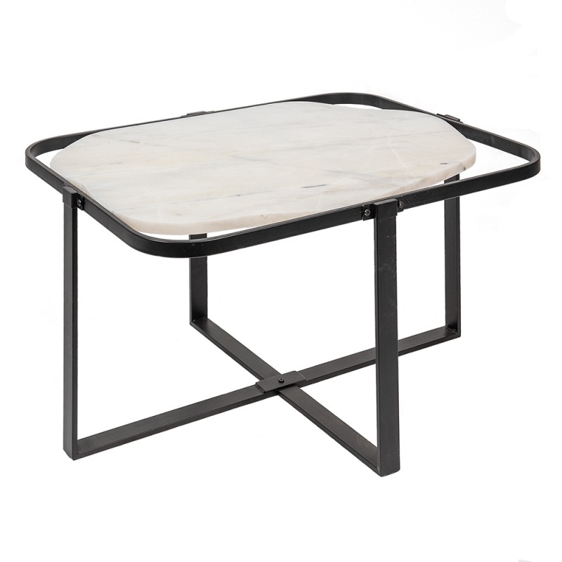 Clayre & Eef Tavolino da caffè 86x68x45 cm Nero Bianco Ferro
