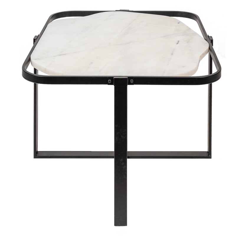 Clayre & Eef Tavolino da caffè 86x68x45 cm Nero Bianco Ferro