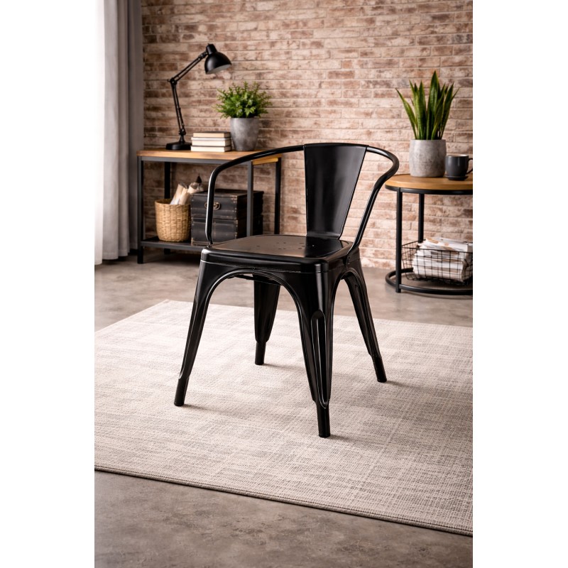 Clayre & Eef Esszimmerstuhl 52x58x79 cm Schwarz Metall