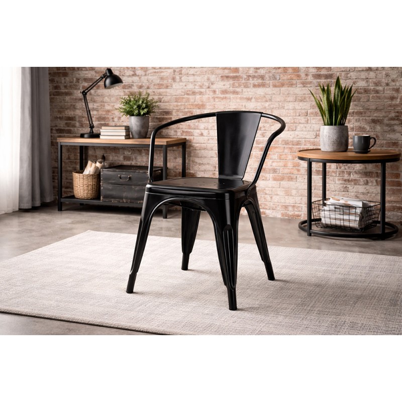 Clayre & Eef Esszimmerstuhl 52x58x79 cm Schwarz Metall