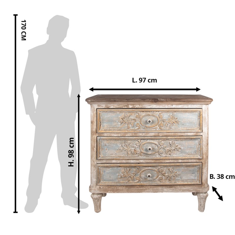 Clayre & Eef Dressoir 97x38x98 cm Beige Grijs Hout