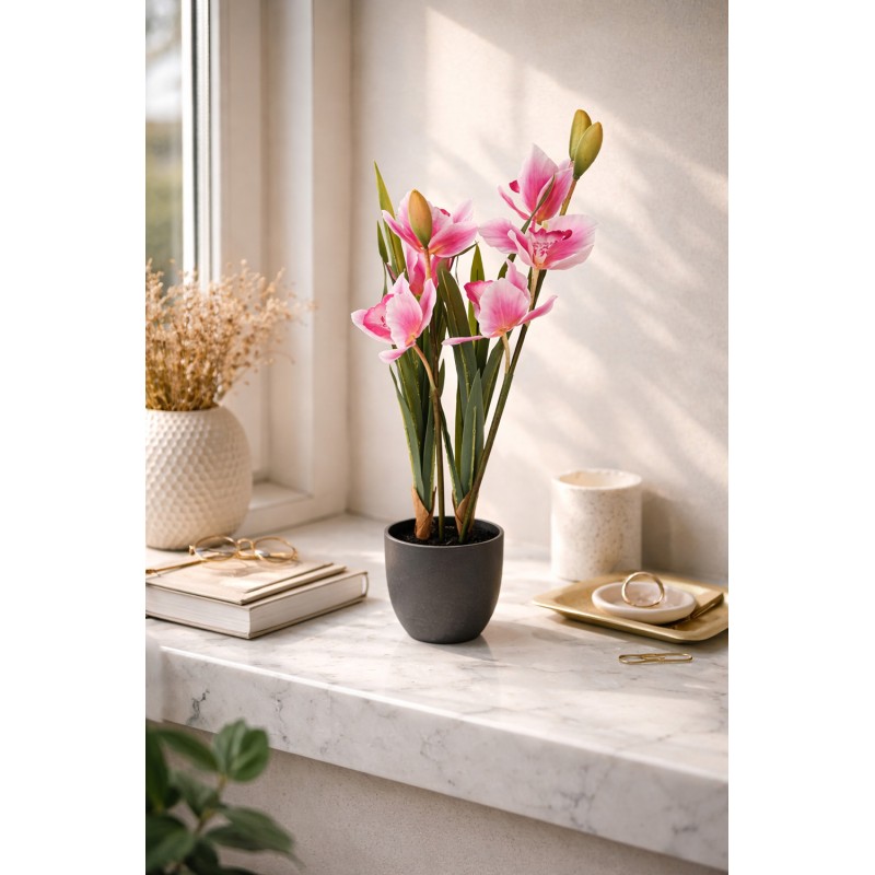 Clayre & Eef Piante artificiale 14x14x55 cm Rosa Plastica