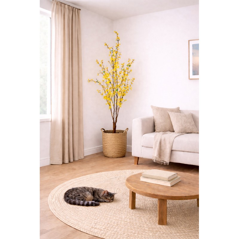 Clayre & Eef Kunstplant Forsythia 20x20x125 cm Geel Kunststof
