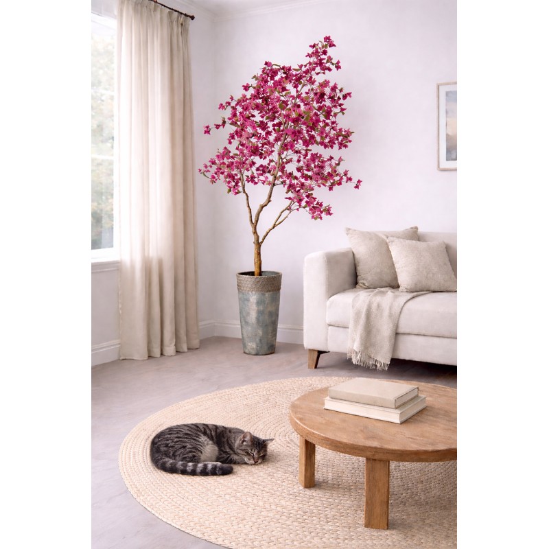 Clayre & Eef Kunstboom Bougainvillea 125x125x210 cm Roze Kunststof