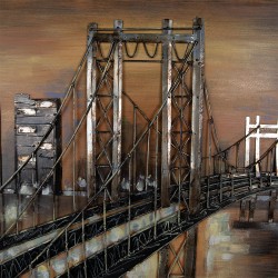 Clayre & Eef 3D-Gemälde aus Metall 120x80 cm Goldfarbig Braun Metall Stadt