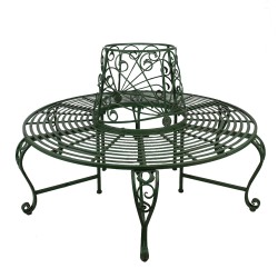 Clayre & Eef Panca da giardino Ø 152x89 cm Verde Metallo