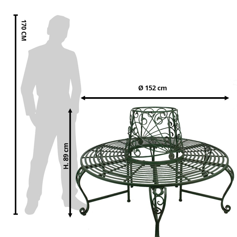 Clayre & Eef Tuinbank Ø 152x89 cm Groen Metaal