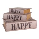 Clayre & Eef Boîte de rangement set de 3 Livres 27 /22/17 cm Beige Bois