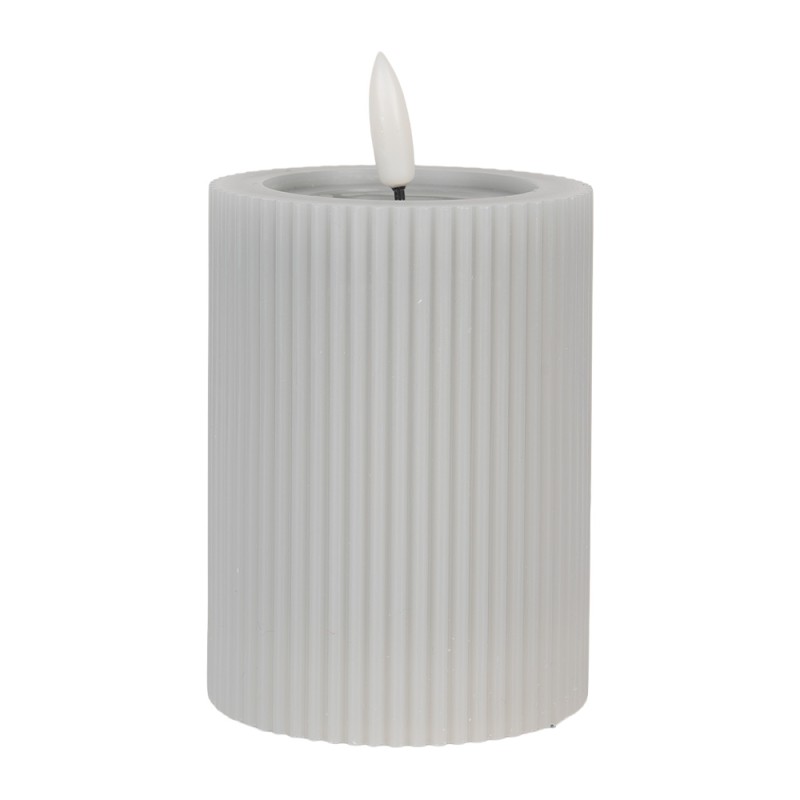 Clayre & Eef LED Candle Ø 8x13 cm Grey Wax