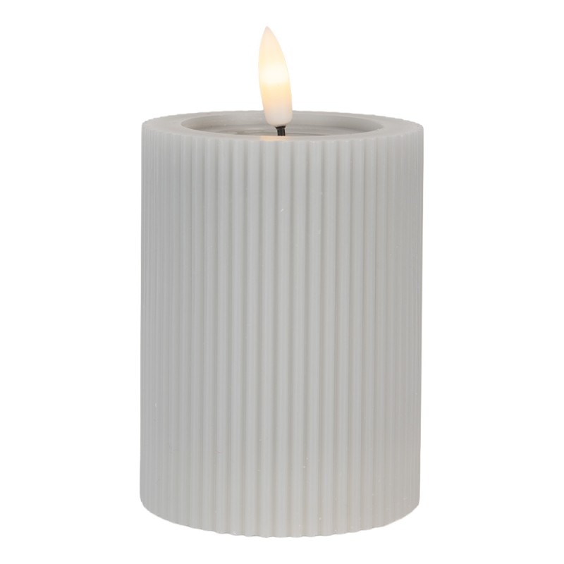 Clayre & Eef LED Candle Ø 8x13 cm Grey Wax