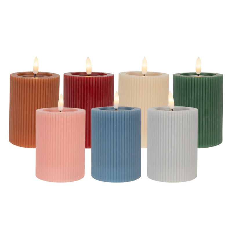 Clayre & Eef LED Candle Ø 8x13 cm Grey Wax