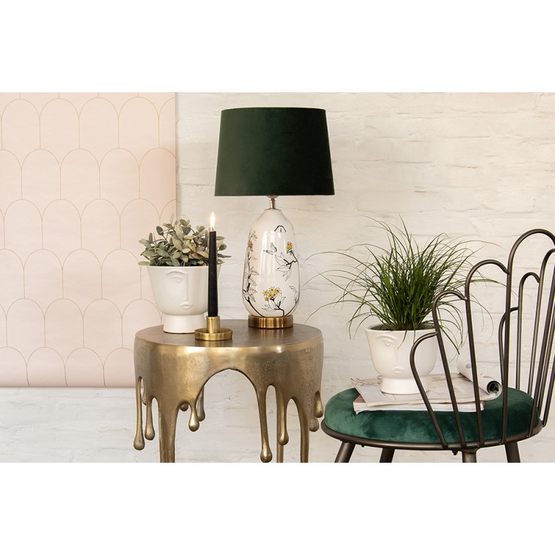 Clayre & Eef Bloempot Ø 17x15 cm Wit Keramiek Gezicht