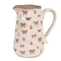 Clayre & Eef Brocca decorativa 21x15x23 cm Beige Rosa Ceramica Farfalle