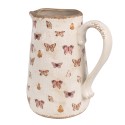 Clayre & Eef Brocca decorativa 21x15x23 cm Beige Rosa Ceramica Farfalle