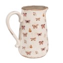 Clayre & Eef Brocca decorativa 21x15x23 cm Beige Rosa Ceramica Farfalle