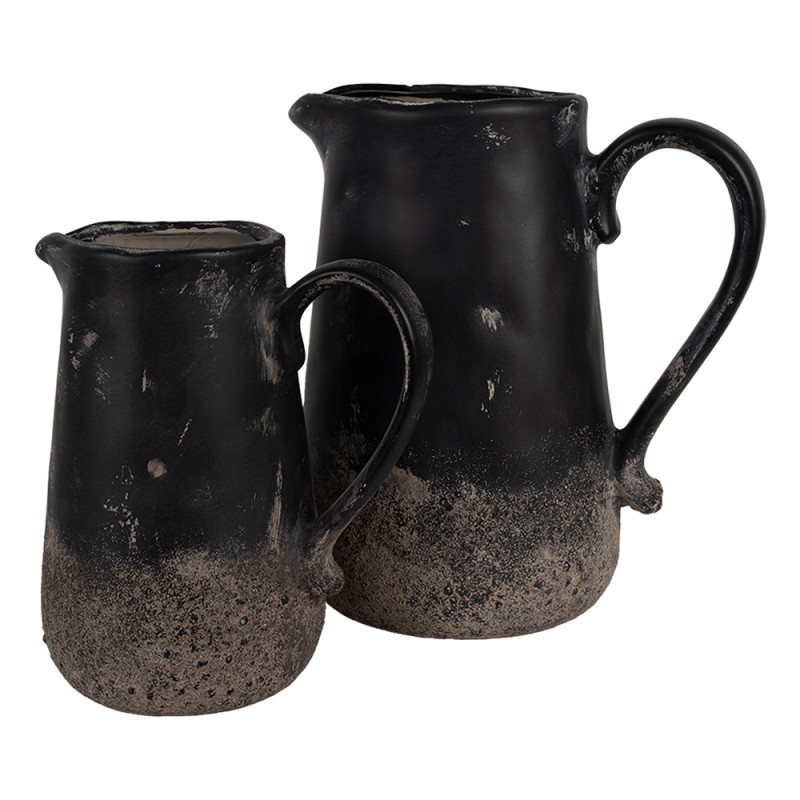 Clayre & Eef Pichet de décoration 21x15x22 cm Noir Marron Céramique
