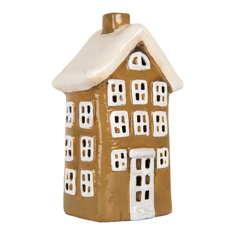 Clayre & Eef Porte-bougie Maison 12x8x19 cm Marron Céramique