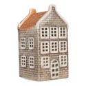 Clayre & Eef Portacandela Casa 7x7x14 cm Grigio Ceramica