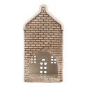 Clayre & Eef Portacandela Casa 7x7x14 cm Grigio Ceramica