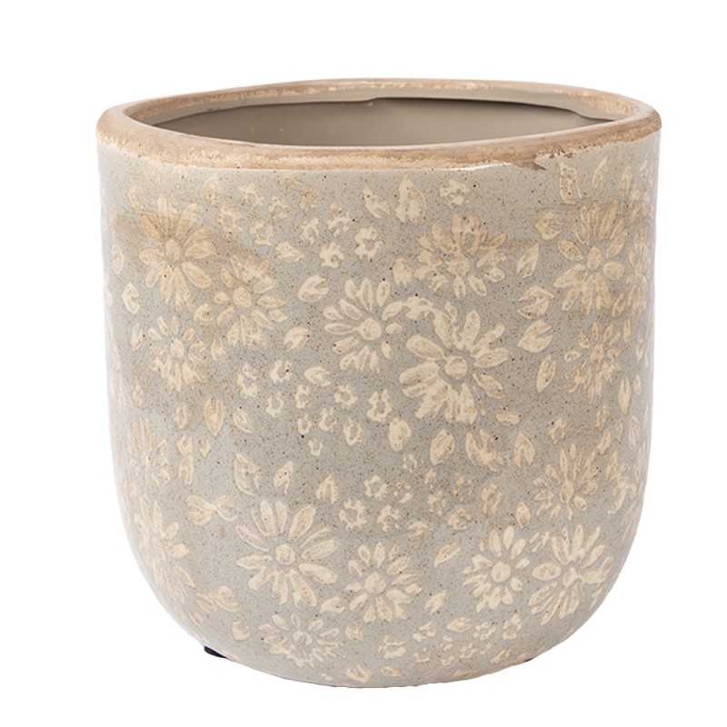 Clayre & Eef Blumentopf Ø 18x16 cm Grau Keramik