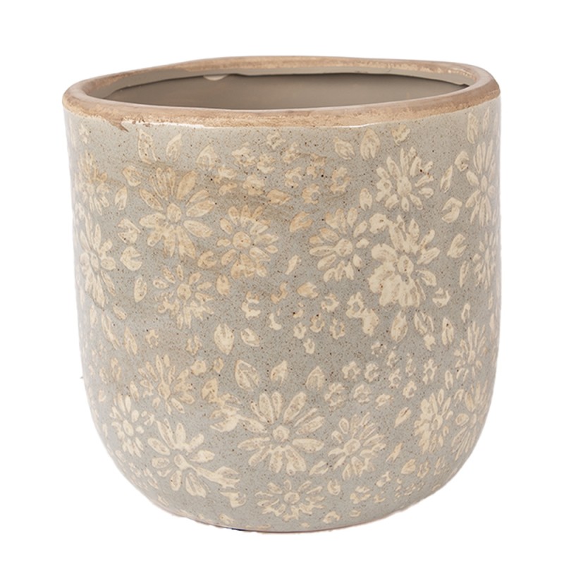 Clayre & Eef Blumentopf Ø 18x16 cm Grau Keramik
