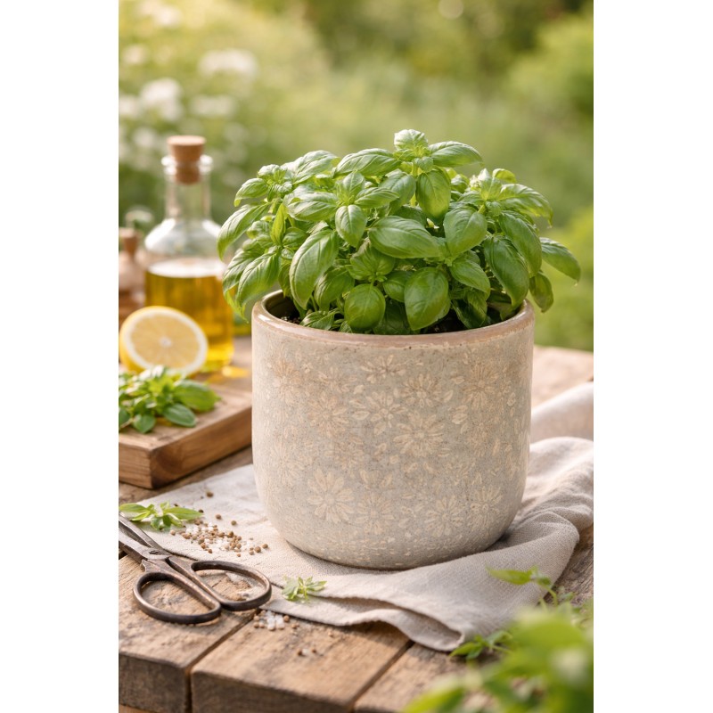 Clayre & Eef Blumentopf Ø 18x16 cm Grau Keramik