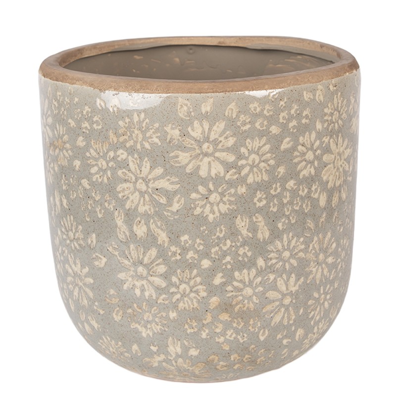 Clayre & Eef Blumentopf Ø 20x19 cm Grau Keramik