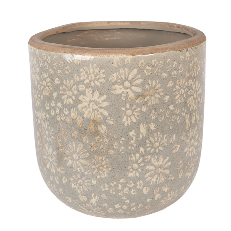 Clayre & Eef Blumentopf Ø 20x19 cm Grau Keramik