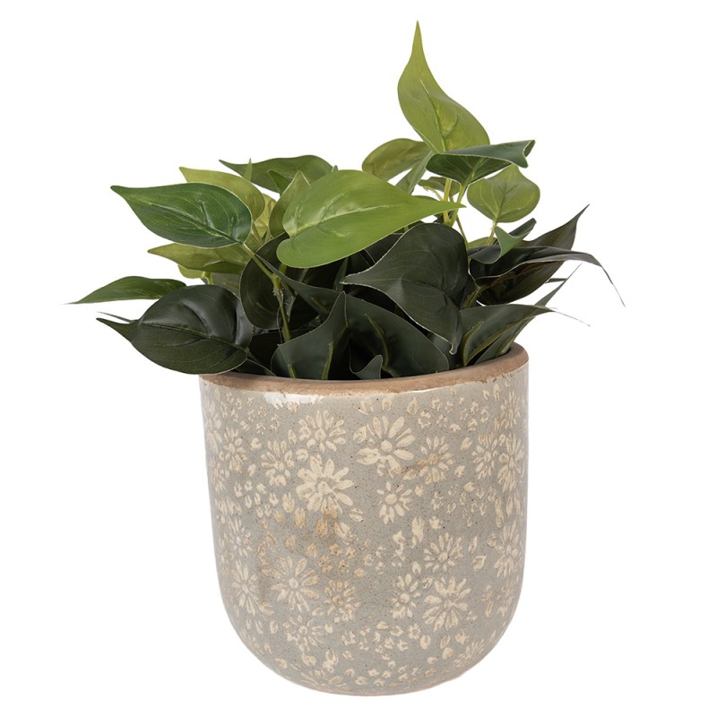 Clayre & Eef Blumentopf Ø 20x19 cm Grau Keramik