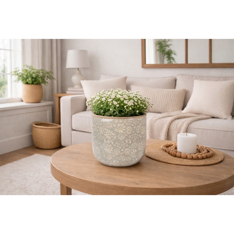 Clayre & Eef Blumentopf Ø 20x19 cm Grau Keramik