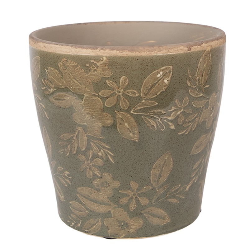Clayre & Eef Blumentopf Ø 14x13 cm Grün Keramik
