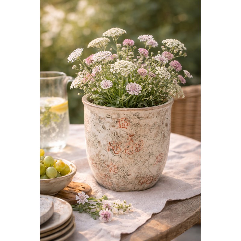 Clayre & Eef Fioriera Ø 17x17 cm Beige Ceramica