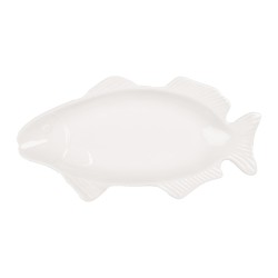 Clayre & Eef Scodella Pesce 30x15x3 cm Bianco Ceramica