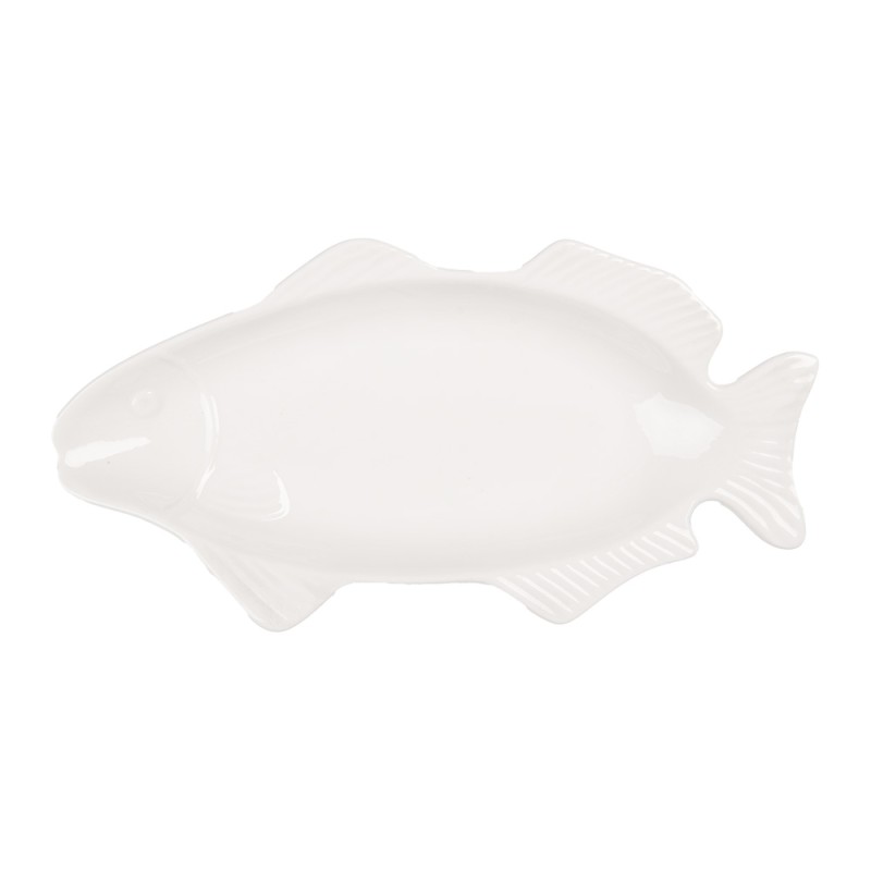Clayre & Eef Bol Poisson 30x15x3 cm Blanc Céramique