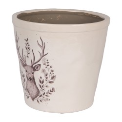Clayre & Eef Planter Ø 21x20 cm Beige Ceramic Deer