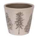 Clayre & Eef Blumentopf Ø 21x20 cm Beige Keramik Tannenbäume