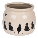 Clayre & Eef Pot de fleurs Ø 16x13 cm Beige Céramique Chats