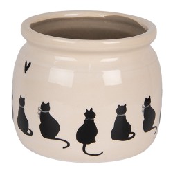 Clayre & Eef Planter Ø 16x13 cm Beige Ceramic Cats