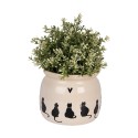 Clayre & Eef Pot de fleurs Ø 16x13 cm Beige Céramique Chats