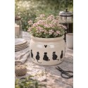 Clayre & Eef Pot de fleurs Ø 16x13 cm Beige Céramique Chats