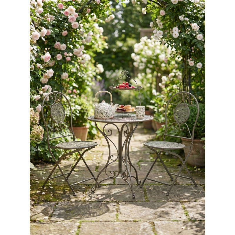 Clayre & Eef Teiera con infusore 700 ml Verde Ceramica Fiori