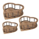 Clayre & Eef Cesto per riporre set di 3 Cuore 33x33x10 Marrone Legno