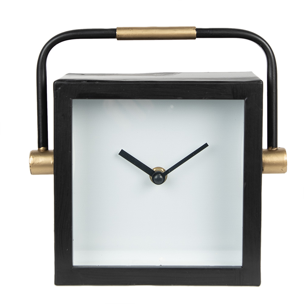 Clayre & Eef Tafelklok 19 cm Zwart Wit IJzer afbeelding