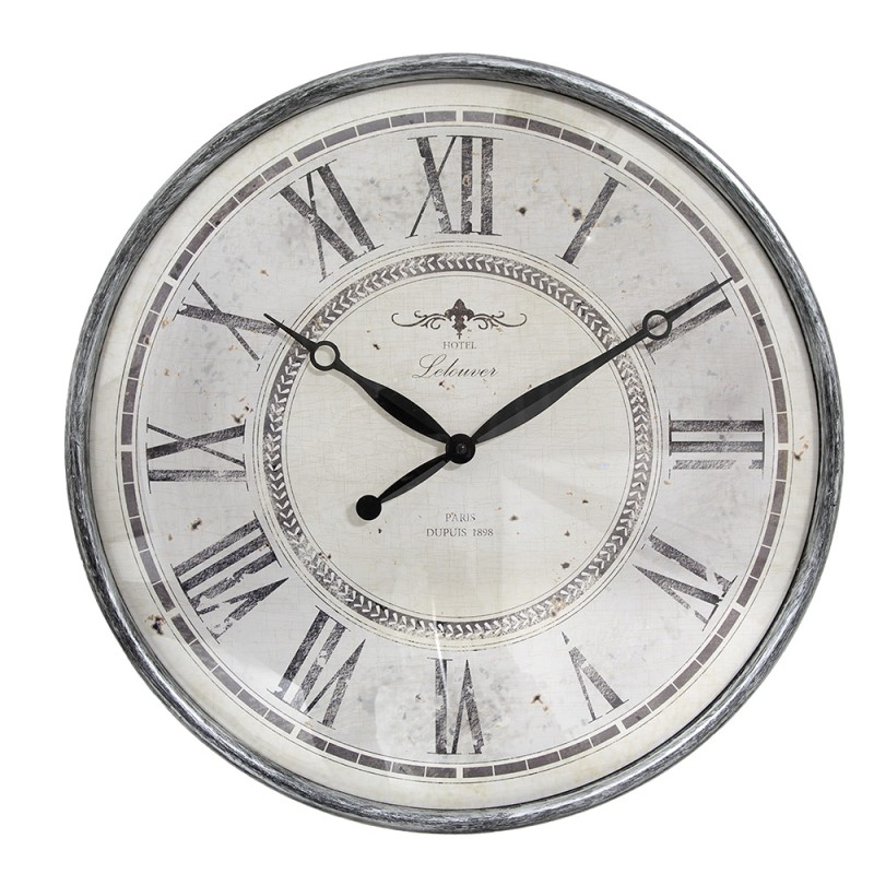 Clayre & Eef Wanduhr Ø 50x6 cm Grau Beige Kunststoff