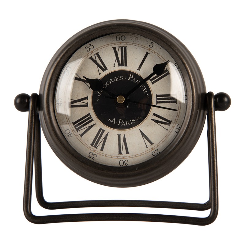 Clayre & Eef Orologio da tavolo 12x5x11 cm / 1xAA Marrone Metallo