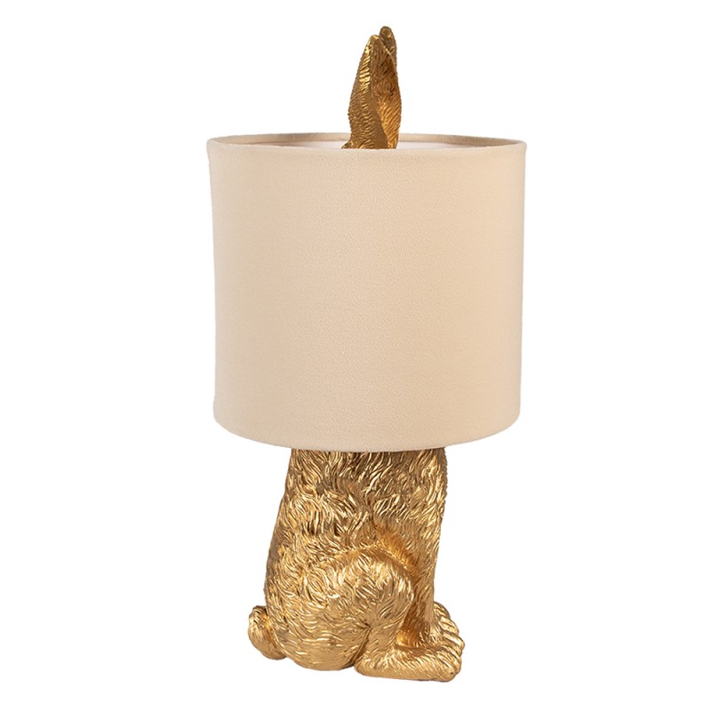 Clayre & Eef Tischlampe Kaninchen Ø 20x43 cm Goldfarbig Polyresin